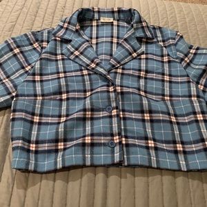 brandy melville cropped blue flannel
